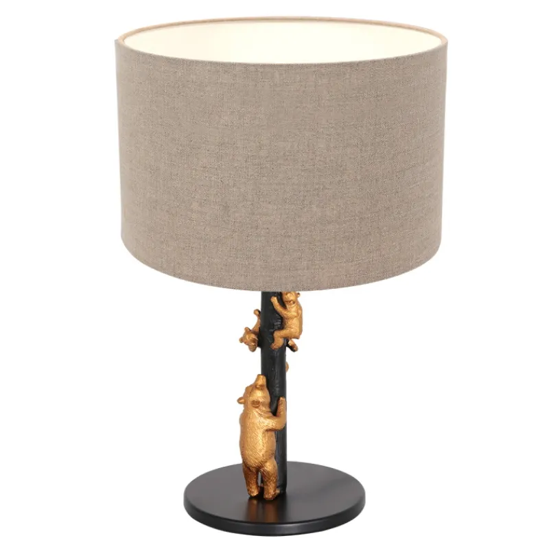 Anne Light & Home Tafellamp Animaux Beren Grof Linnen Grijs Lampenkap Grof Linnen Grijs Best