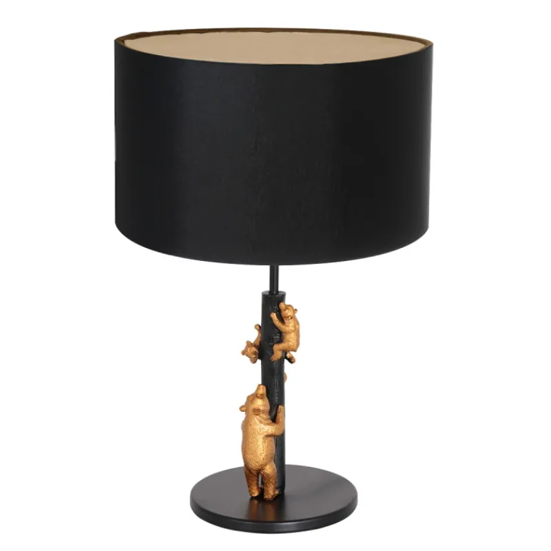 Anne Light & Home Tafellamp Animaux Beren Linnen Zwart/Goud