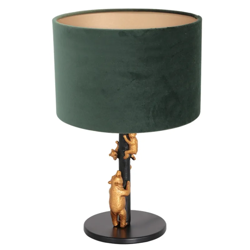Anne Light & Home Tafellamp Animaux Beren Velours Groen Lampenkap Velours Groen