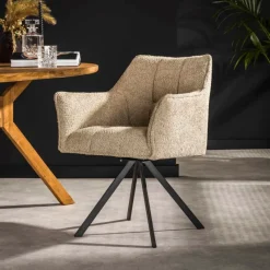 GM Armstoel Raster Draaibaar Bouclé kleur - Giga Meubel Zand New