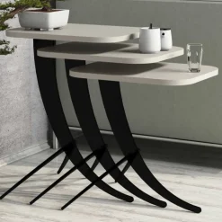 Arabic House Bijzettafel Pion Set van 3 Crème Clearance