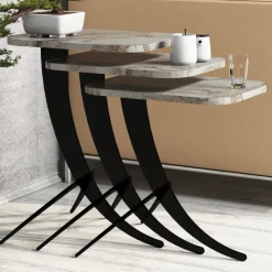 Arabic House Bijzettafel Pion Marmerlook Wit Set van 3 Wit Marmerlook