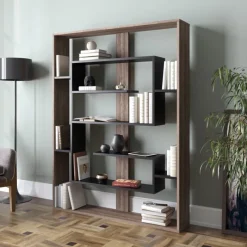 Arabic House Boekenkast Esteban 120x155cm Walnoot/Zwart Discount