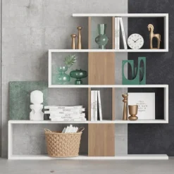 Arabic House Boekenkast Karlin Wit/Walnoot Walnoot/Wit Clearance
