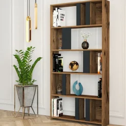 Arabic House Boekenkast Lima Melamine Walnoot Antraciet Antraciet/Walnoot Discount