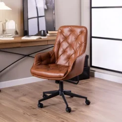 Giga Living Bureaustoel Alleri Brandy Pu Retro - Bruin Outlet
