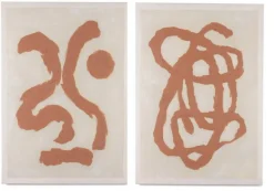 Coco Maison Schilderij Organic Abstract Set van 2 70x100cm Oranje