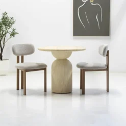 DÉJA Living DÉJA Eettafel Djurö Rond 80cm Travertin Online