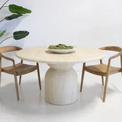 DÉJA Living DÉJA Eettafel Djurö Rond 130cm Travertin Clearance