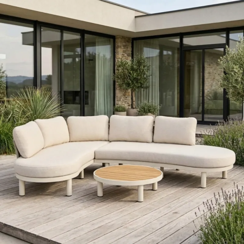 DÉJA Living DÉJA 3-zits Loungeset Catalina met Teak Salontafel Taupe/Beige Discount