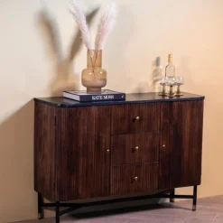 Giga Meubel Dressoir Japandi met Marmer - Bruin Clearance