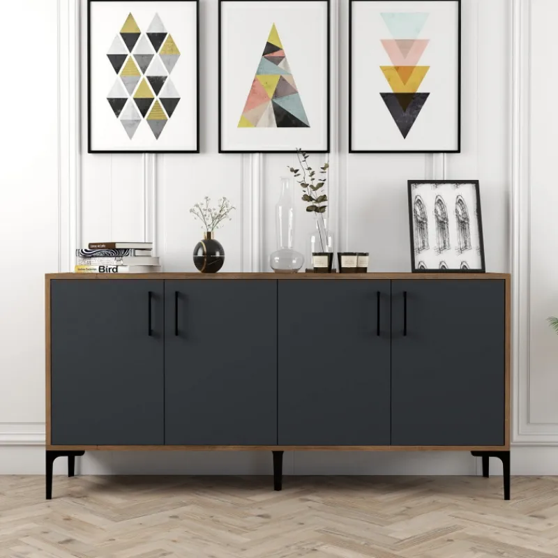 Arabic House Dressoir Kiev Walnoot/Antraciet 160cm Antraciet/Walnoot Clearance