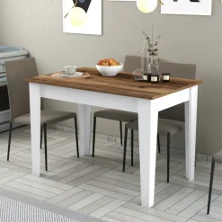 Arabic House Eettafel Kiev /Wit met Opbergruimte 110cm Walnoot Discount
