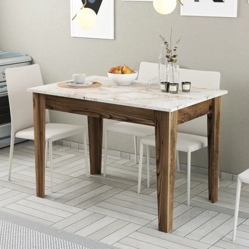 Arabic House Eettafel Kiev /Walnoot met Opbergruimte 110cm Wit Hot