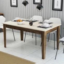 Arabic House Eettafel Milan /Walnoot met Opbergruimte 145cm Crème Online