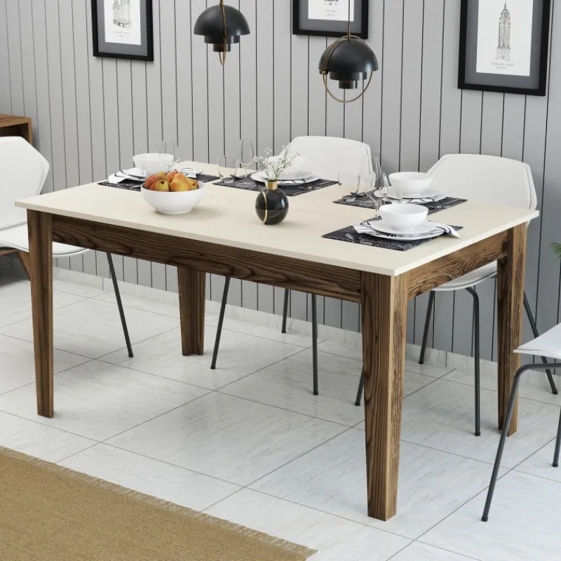 Arabic House Eettafel Milan /Walnoot met Opbergruimte 145cm Crème Online