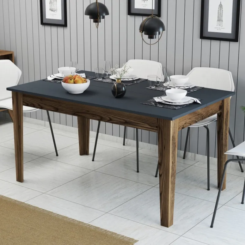 Arabic House Eettafel Milan Walnoot/ met Opbergruimte 145cm Antraciet Sale