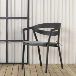 Fjôrd Eetkamerstoel Slit Kussen- Zwart /Grijs Aluminium