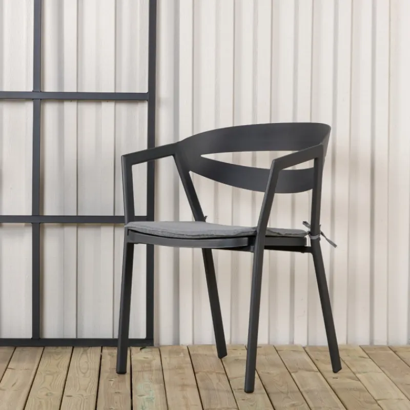 Fjôrd Eetkamerstoel Slit Kussen- Zwart /Grijs Aluminium