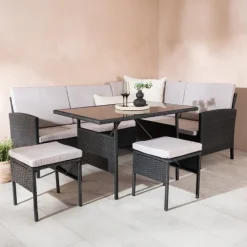 Fjôrd Hoekbankset Knock Zwart/ Wicker Grijs New