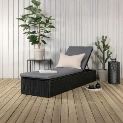 Fjôrd Lounge Ligbed Quad Lounge - Zwart Wicker