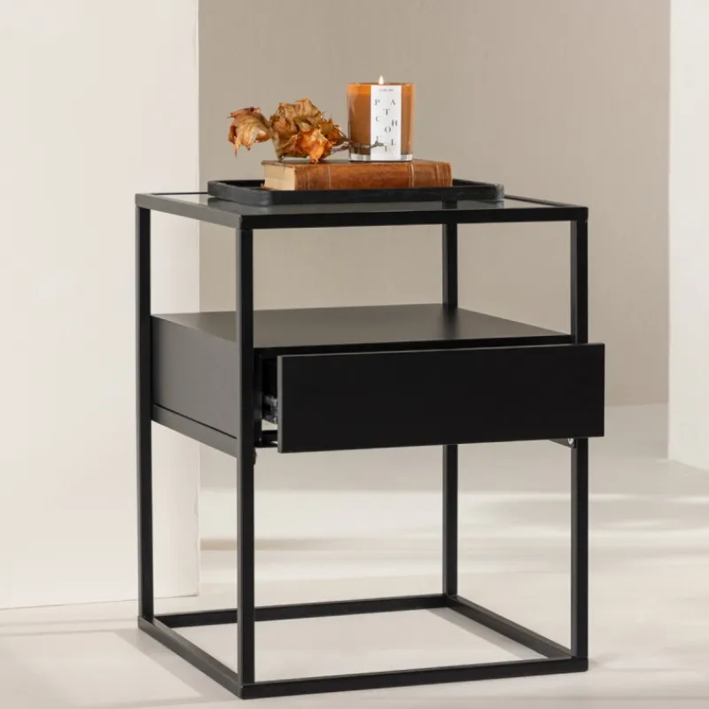 Fjôrd Nachtkastje Fortaleza Zwart Outlet