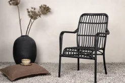 Fjôrd Outdoor Loungestoel Rizal Zwart Rotan/Aluminium