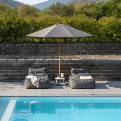 Fjôrd Parasol Ixos 300cm Hout Stof Grijs Sale
