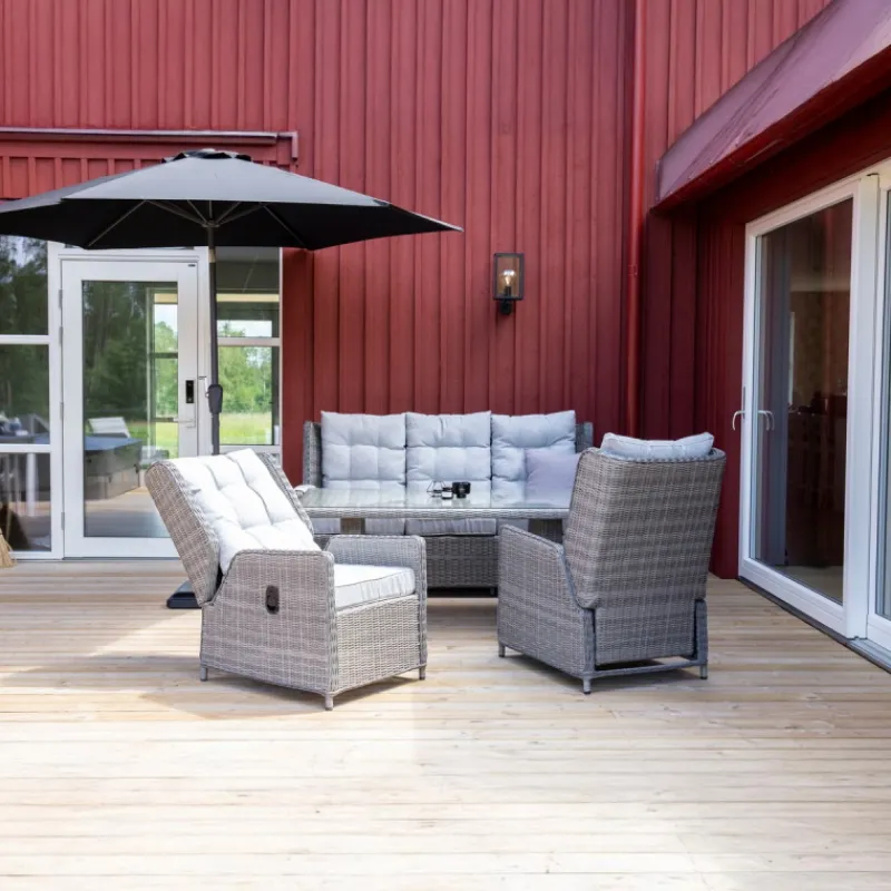 Fjôrd Parasol Leeds 300cm Alu Stof Grijs New