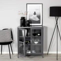 Fjôrd Vitrinekast Acero 97x80cm Grijs Clearance
