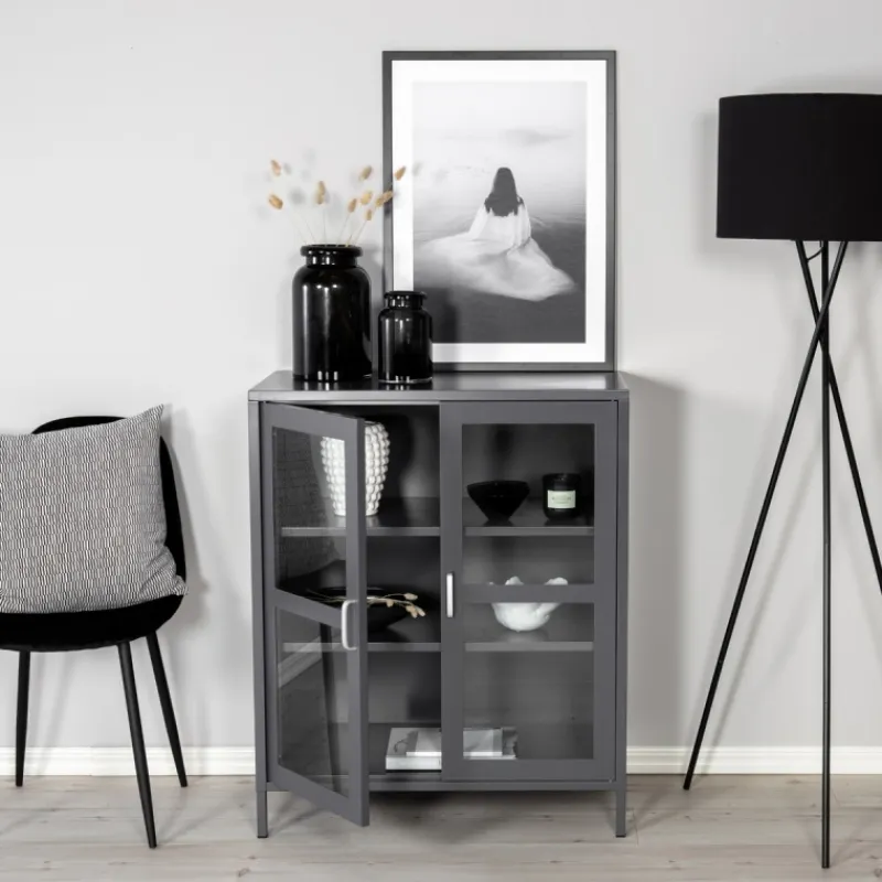 Fjôrd Vitrinekast Acero 97x80cm Grijs Clearance