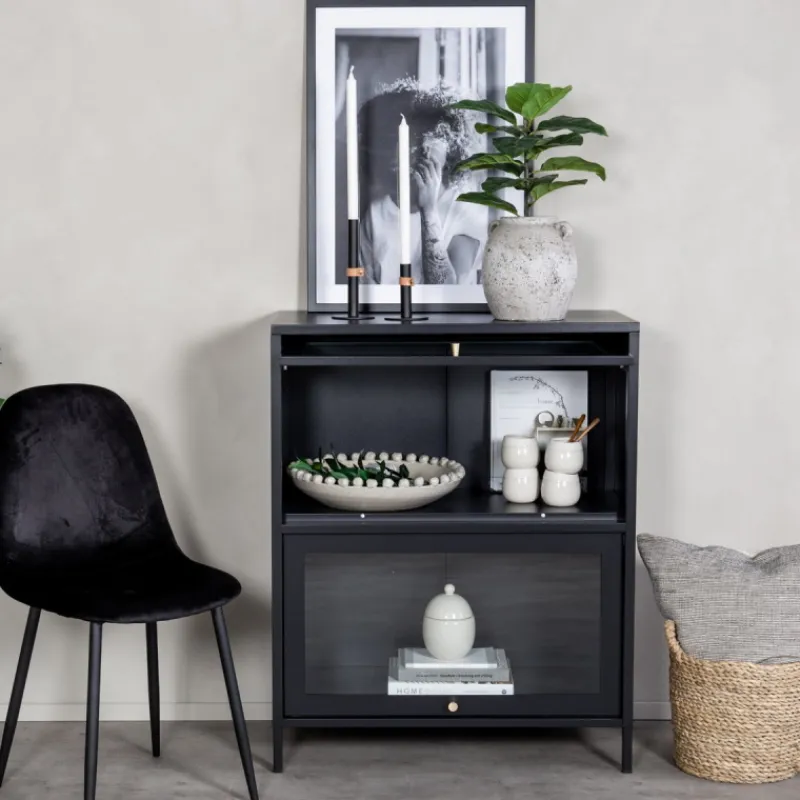 Fjôrd Vitrinekastje Bakal 100x80cm Zwart Outlet
