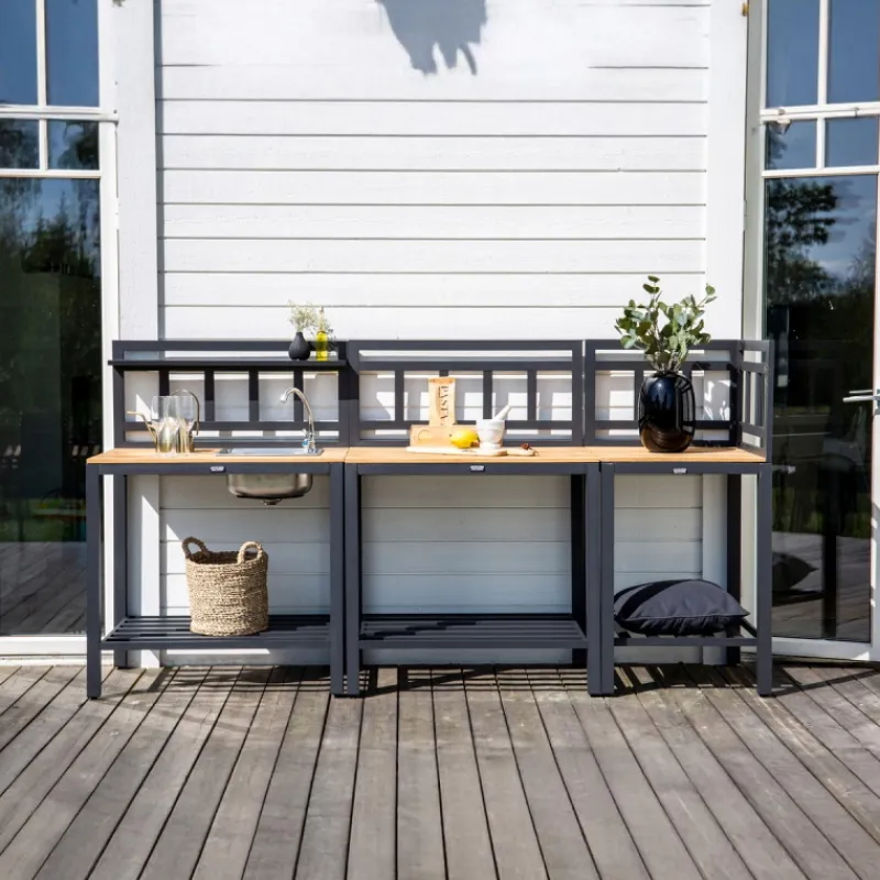 Fjôrd Buitenkeuken Module Mexico Midden Zwart Alu Teak Outlet