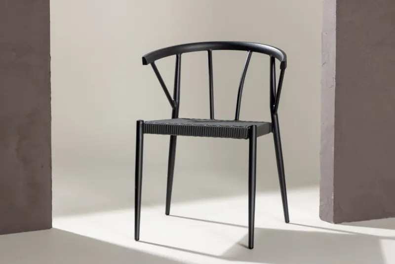Fjôrd Eetkamerstoel Stina Zwart Alu/wicker Hot