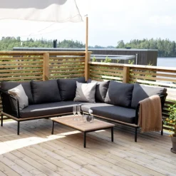 Fjôrd Loungeset Andorra Zwart Aluminium/Acaciahout