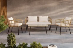 Fjôrd Loungeset Ortigia Rotan Zwart/Naturel Hot