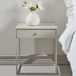 Fjôrd Nachtkastje Bakal Staal Beige Outlet