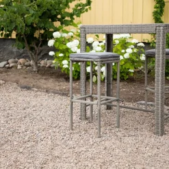 Fjôrd Outdoor Barkruk Alo Wicker/staal Grijs