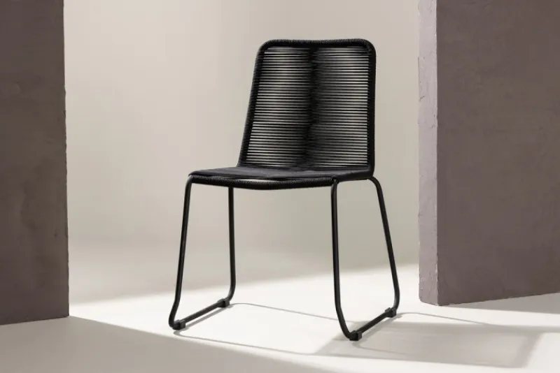Fjôrd Stapelbare Tuinstoel Lindos Zwart Aluminium Touw Online