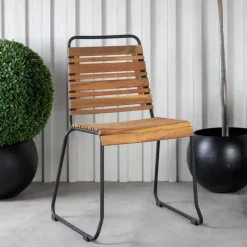Fjôrd Tuinstoel Bois Naturel Acaciahout/Staal