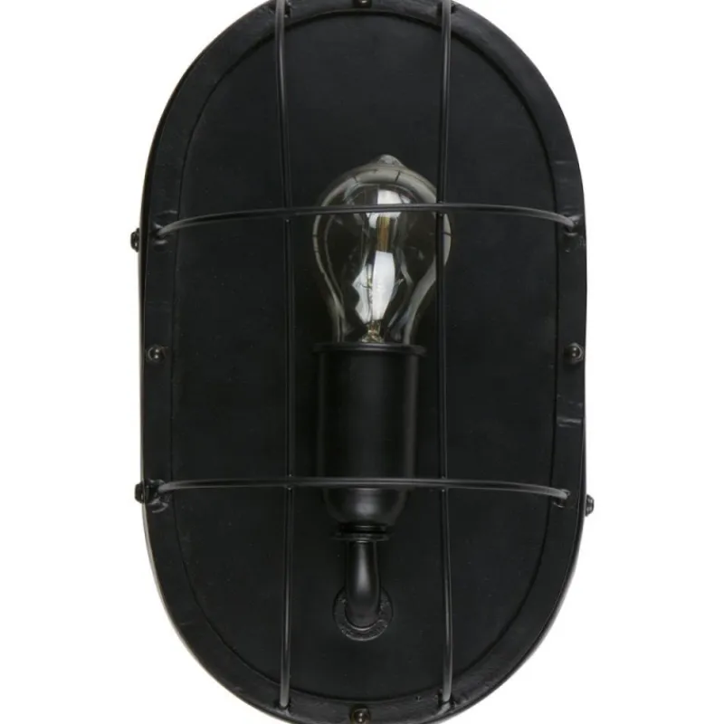 Woood Gabber wandlamp metaal zwart