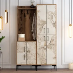 Arabic House Garderobemeubel Berlin Melamine Walnoot Wit Marmerlook Best
