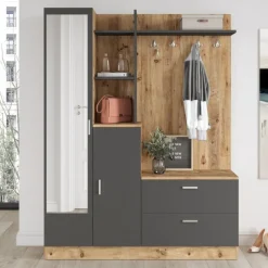 Arabic House Garderobemeubel Didim Melamine Atlantic Pine Antraciet Hot