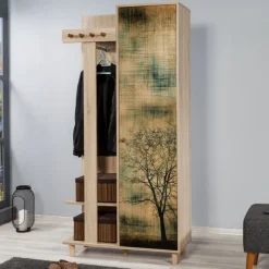 Arabic House Garderobemeubel Garmanto 1-Deurs Melamine Naturel Tree Clearance