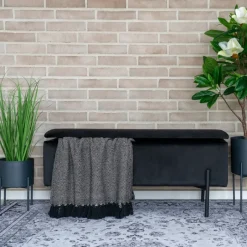House Nordic Bankje Watford Zwart Velvet Discount