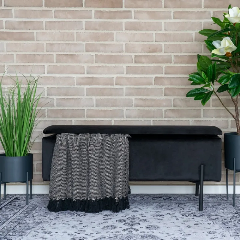 House Nordic Bankje Watford Zwart Velvet Discount