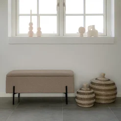 House Nordic Bankje Watford met Opslag Beige 95x36,5x46cm Bouclé Hot