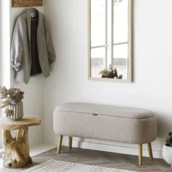 House Nordic Opbergbank Harlow Bouclé Beige