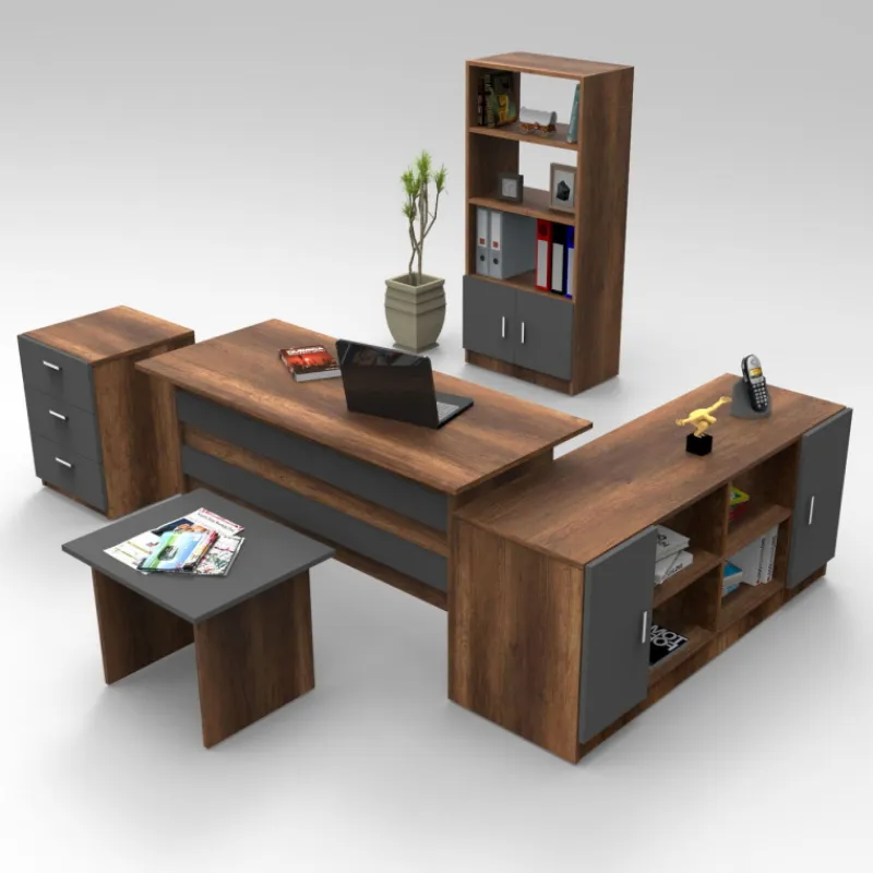 Arabic House Kantoor Meubel Set Melamine Walnoot Antraciet