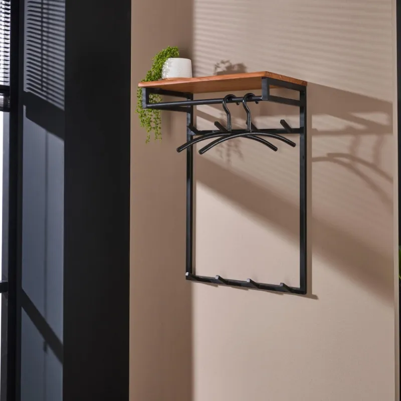 GM Kapstok Custom Hoog 2x4 Haken Massief Acacia Naturel - Giga Meubel